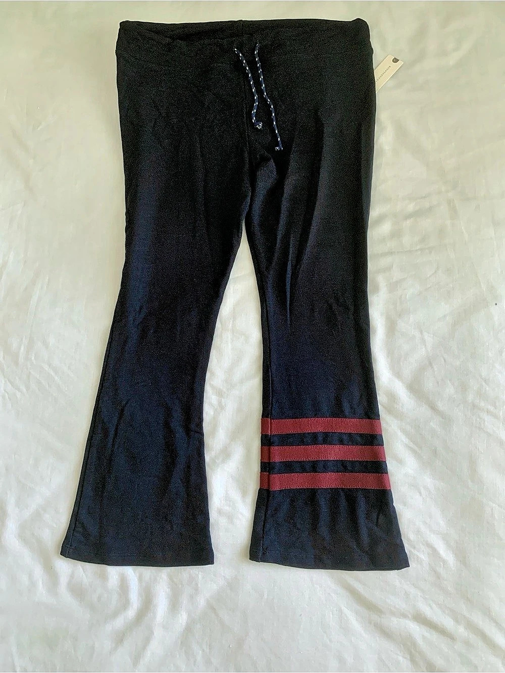 Anthropologie Sundry Crop Yoga Pants NWT Navy Blue Marin Stripe Lounge XL 4